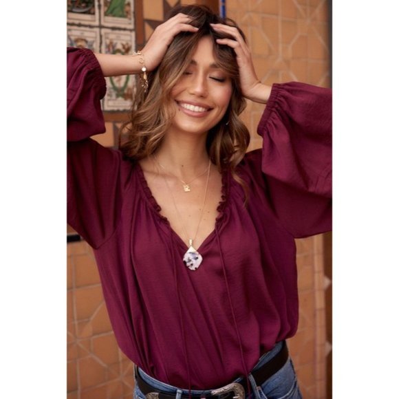 LAST ONE - WINE DOWN LONG SLEEVE BODYSUIT - Picture 4 of 7